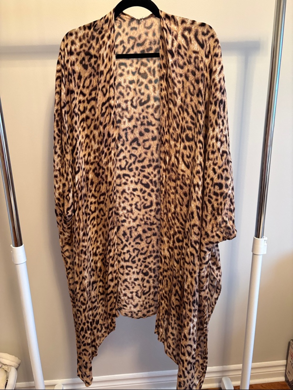 Leopard Print Drape Cardigan - Brown/Tan